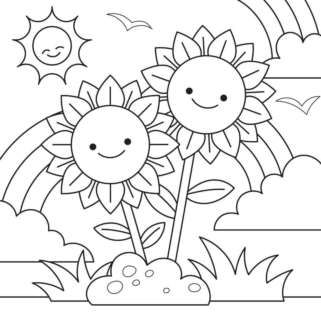 Outline of flower drawing