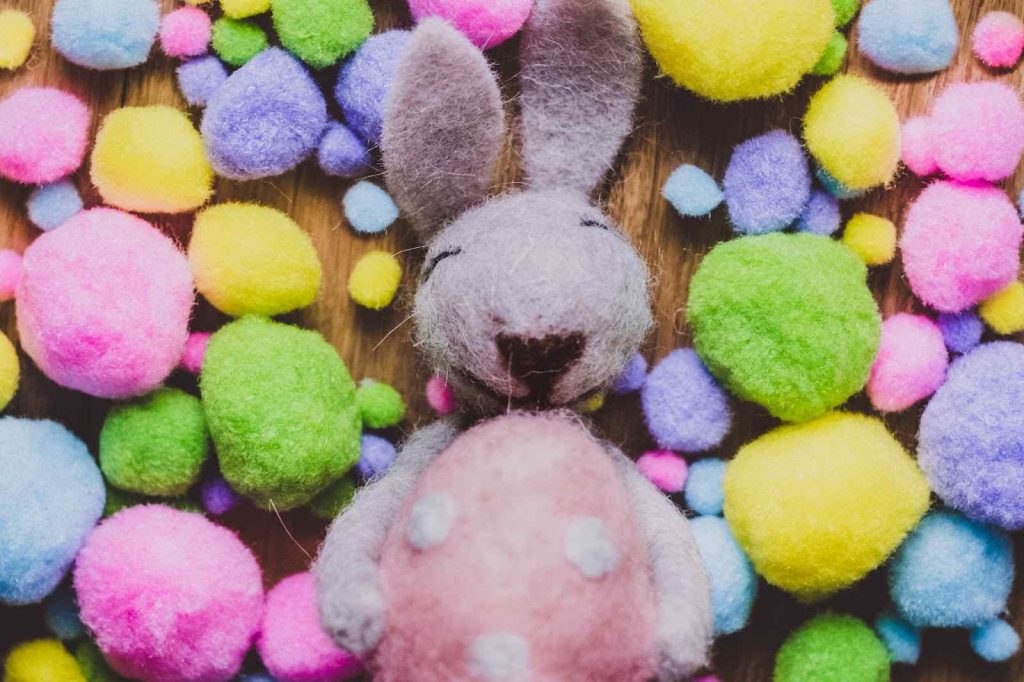 Bunny made of pom poms