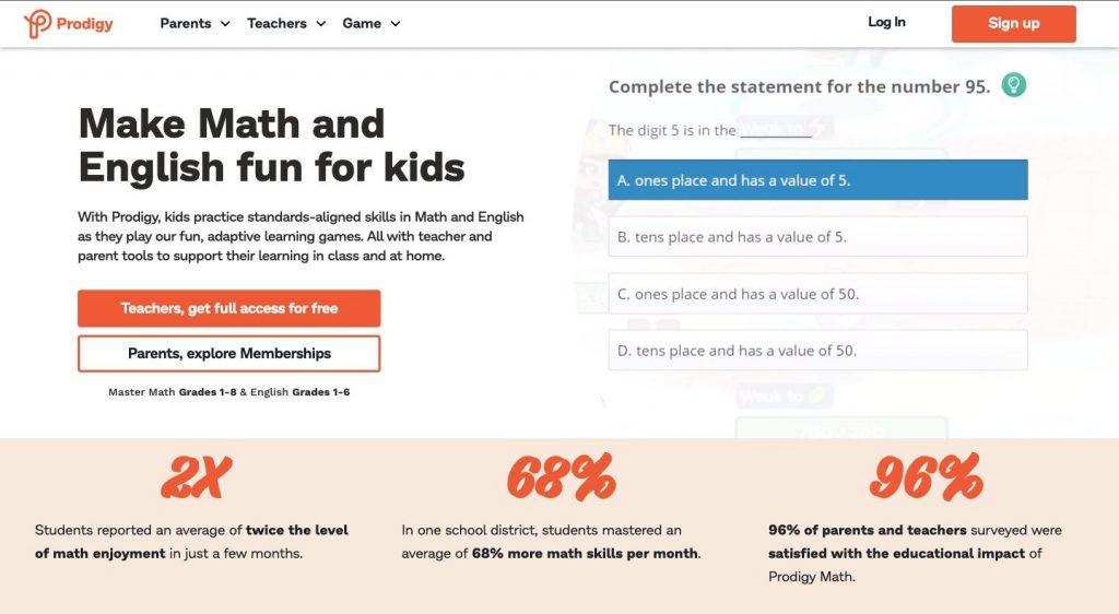 Homepage of Prodigy