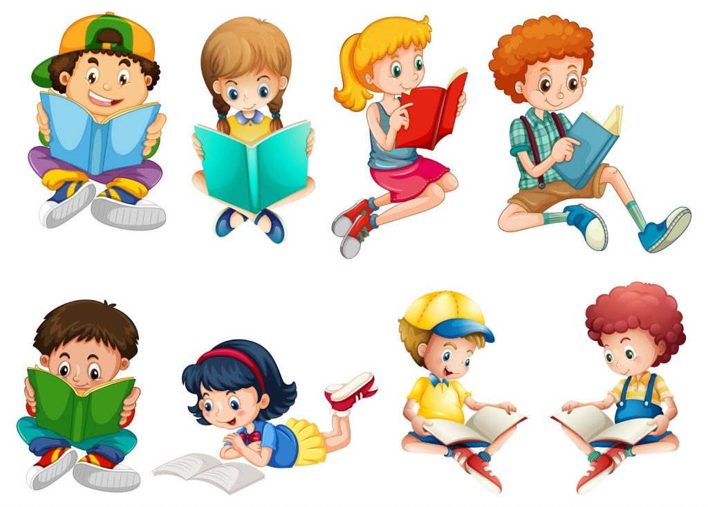 Illustration of kids reading