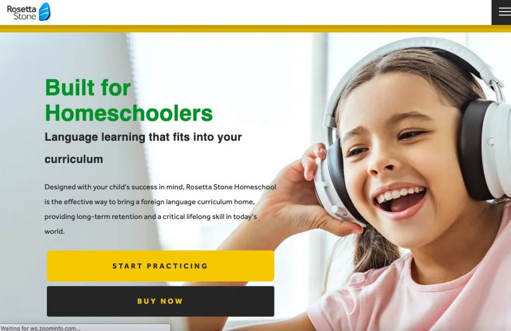 Rosetta Stone homepage