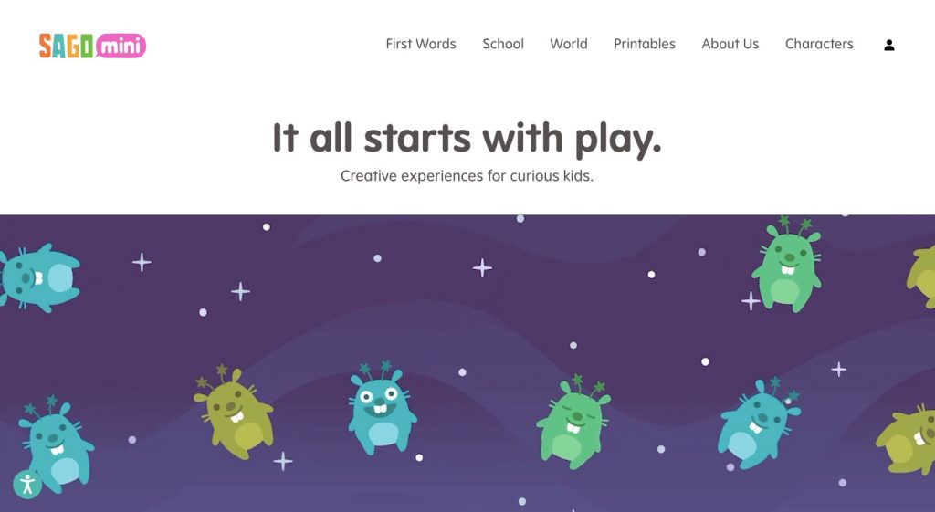 Homepage of Sago Mini