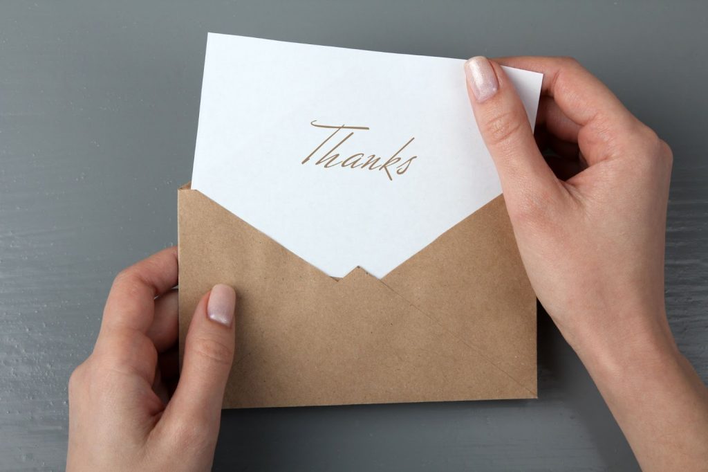 A thank you note