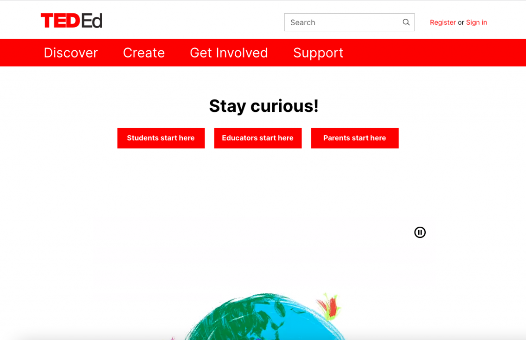 TED Ed Homepage