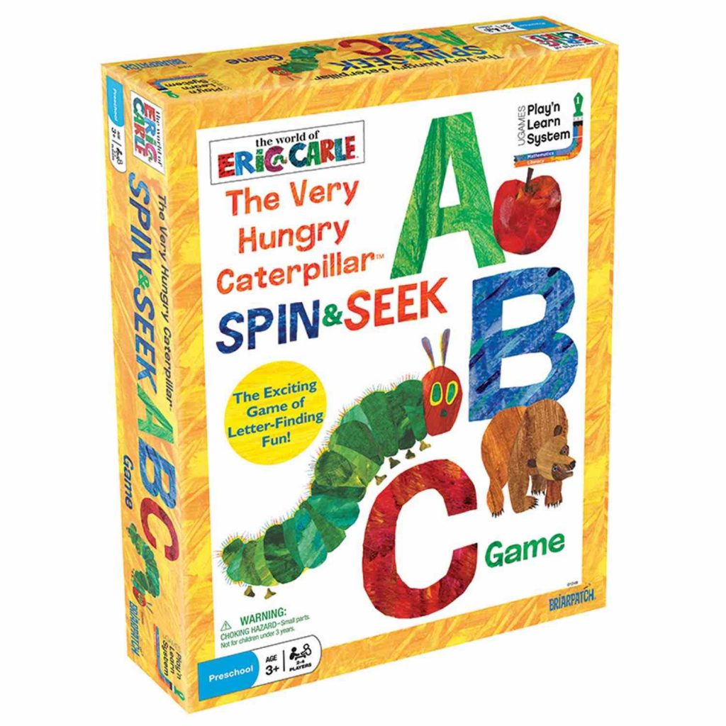 Board game cover of The Very Hungry Caterpillar Spin Seek ABC Game