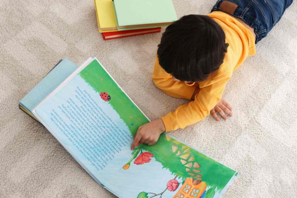 Kid reading a book