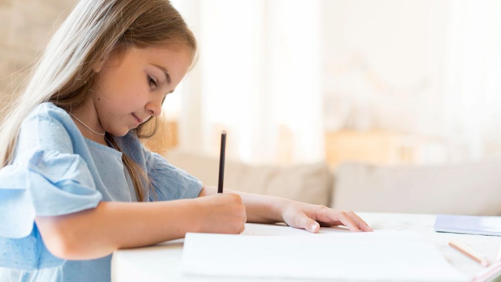 A girl writing