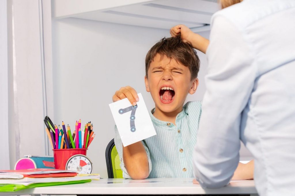 A kid screaming from the fear of math