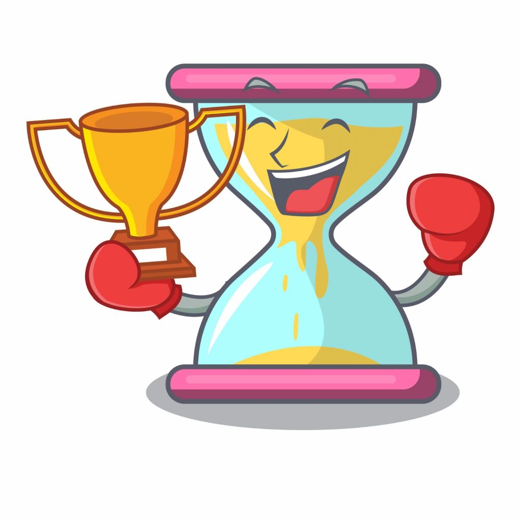 Illustration of hourglass with a trophy