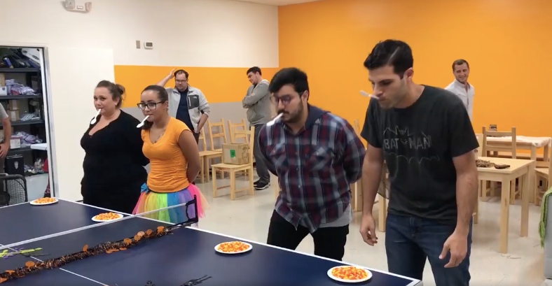 Participants playing candy corn