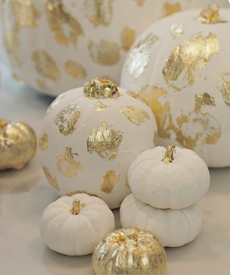 Pumpkins decorated with confetti