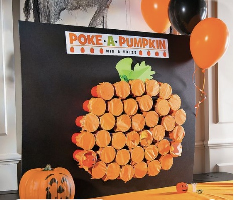 A halloween party game called Poke a pumpkin