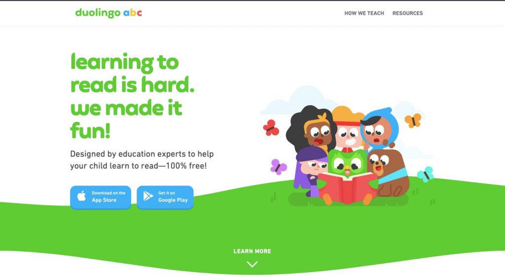Duolingo kids homepage