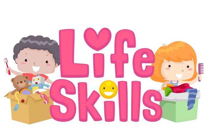 Illustration of kids and “life skills” written on it