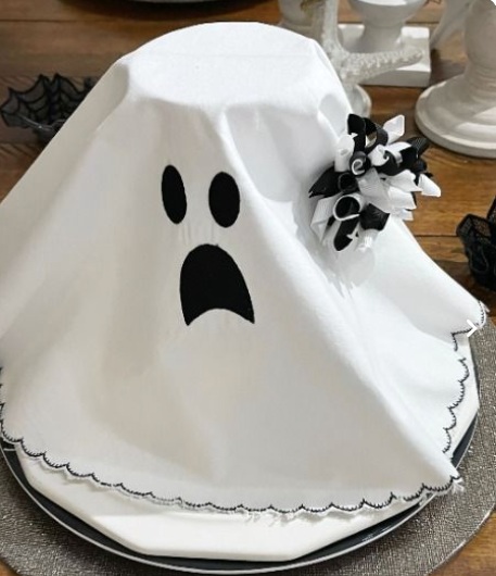 Napkin made as a ghost for Halloween
