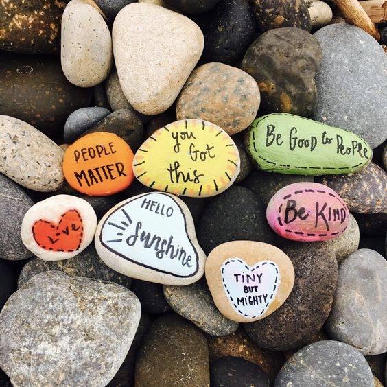 Kind words painted on rocks