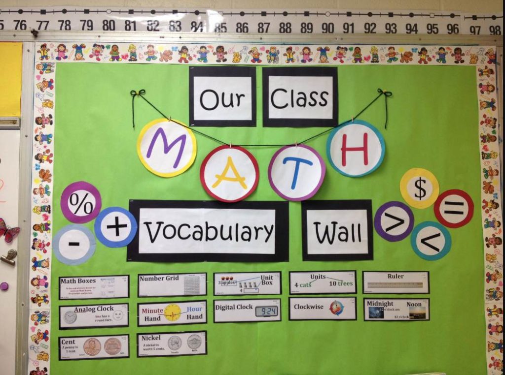 A math vocabulary word board