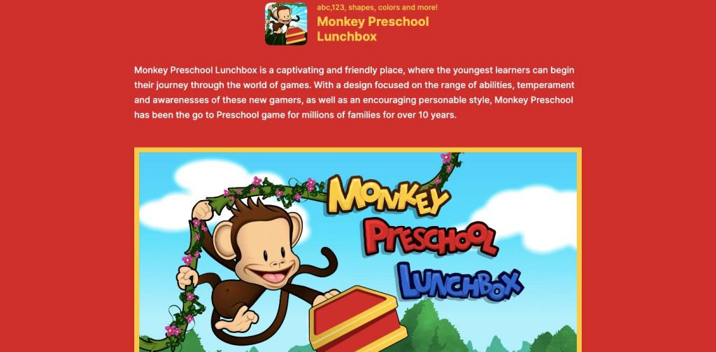 Homepage of Monkey Preschool Lunchbox