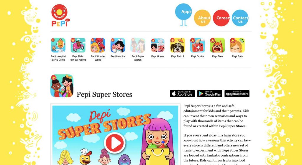 Pepi Super Stores homepage