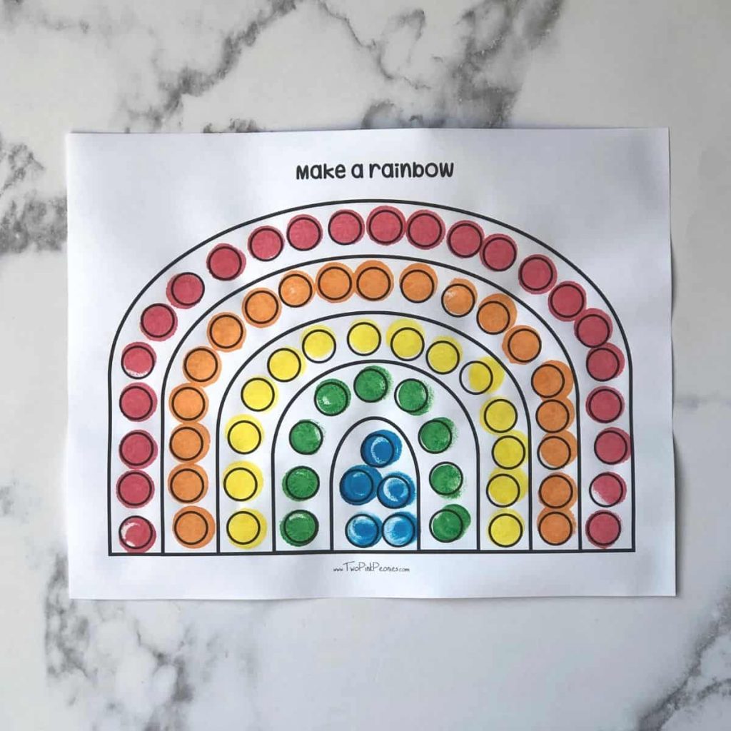Rainbow dot craft worksheet