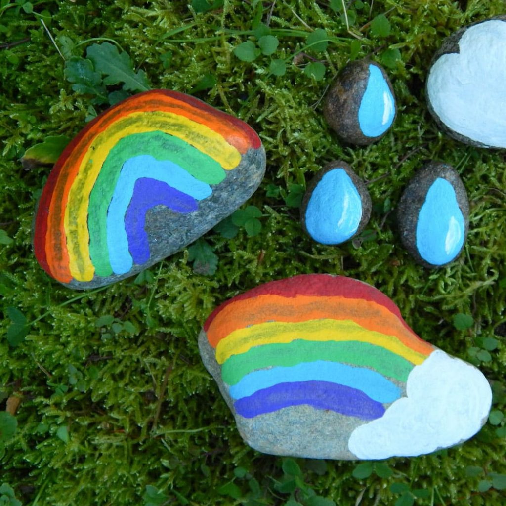Rainbow painted on rocks