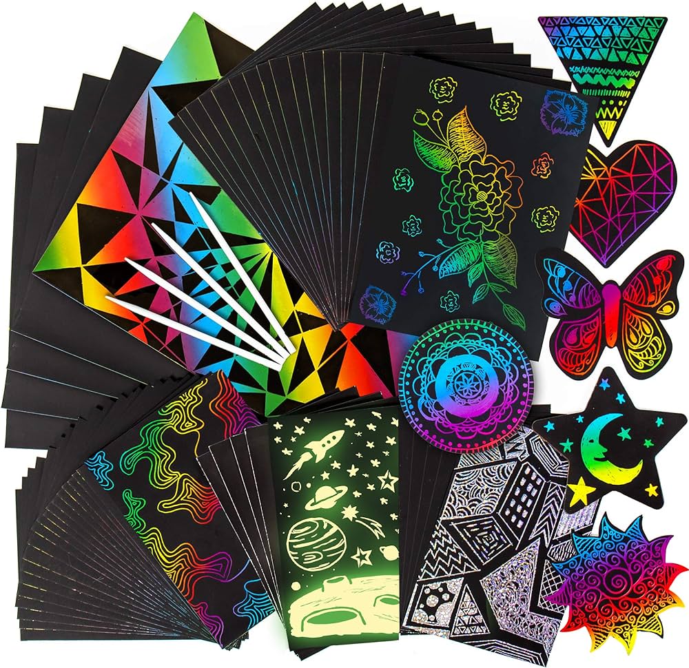 Scratch Art Kids Rainbow Scratch Sheets Paper Black Fairy Magic Art Paper