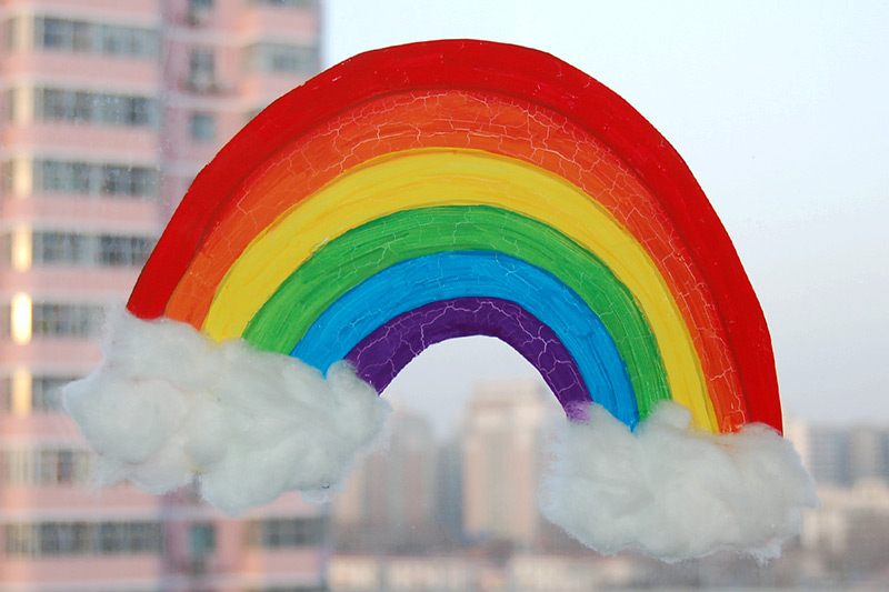 A rainbow catcher on window