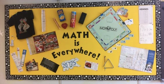 A math board showcasing how math is everywhere