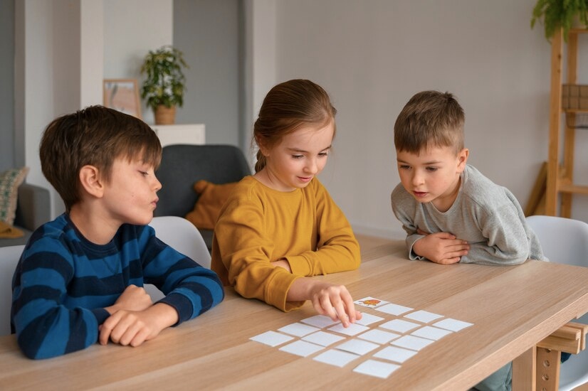 Kids playing decision making and memory games