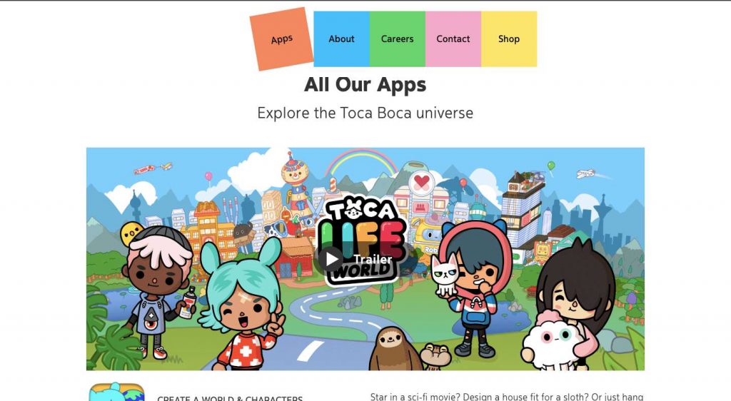 Toca Boca homepage