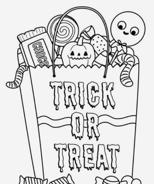 The Trick or Treat Time coloring sheet