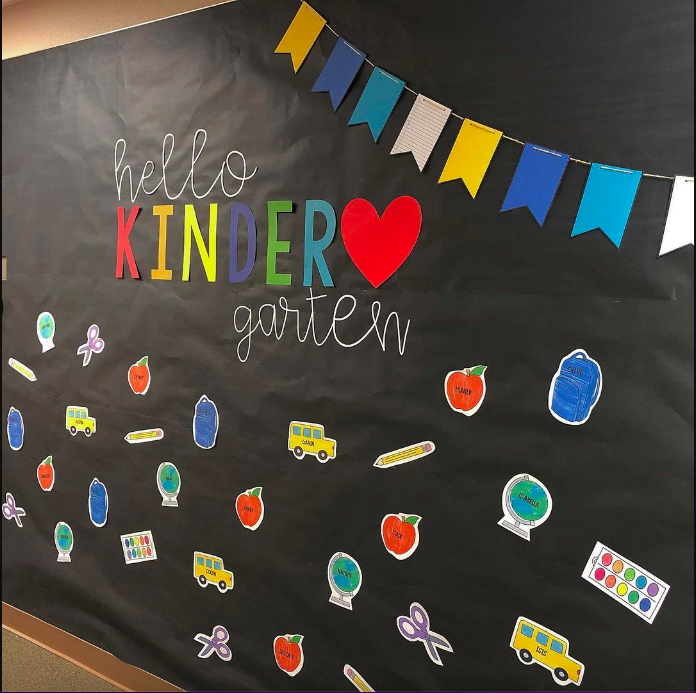 A decorated wall of a classroom