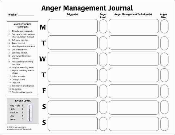 An anger management journal