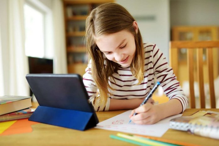 A girl writing