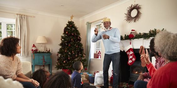 Family celebrating christmas together