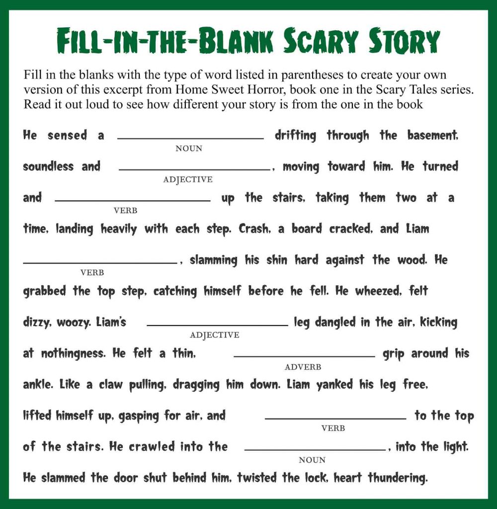 A story fill in the blanks worksheet