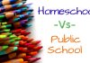 homeschool vs public school written on a white background