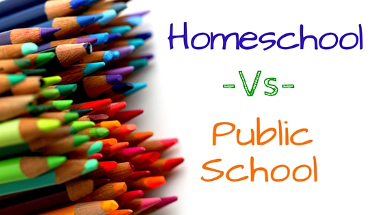 homeschool vs public school written on a white background