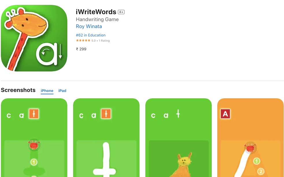 App store page of iWriteWords