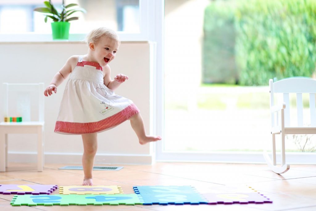 A toddler dancing