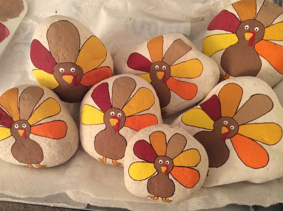 Turkey painted on rocks