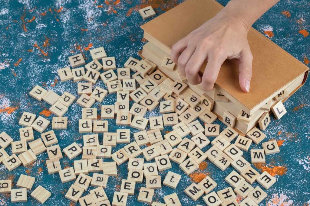 Scrabble tiles scattered