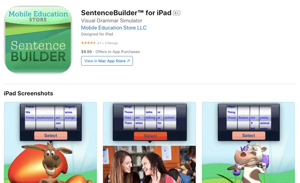 app store page of SentenceBuilder