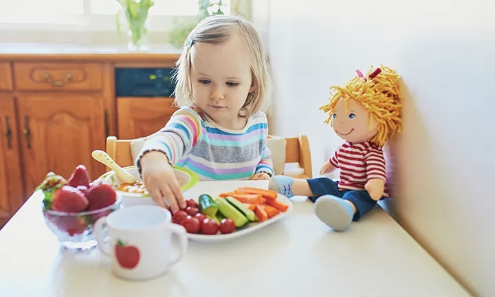 Baby having breakfast