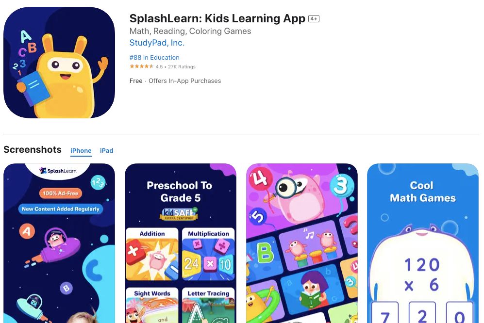 Splashlearning App Screenshot