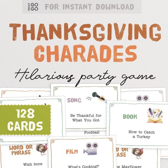 Thanksgiving charades cards