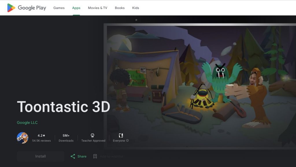 App store page of Toontastic 3D