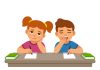 Two kids bored at school