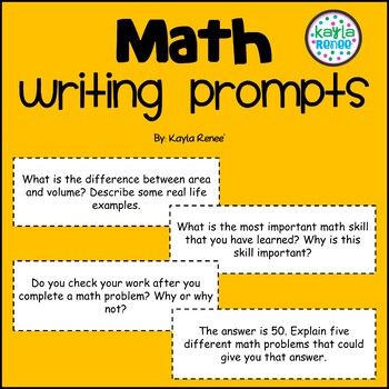 Math writing prompts on a background