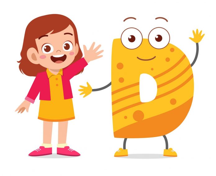 Vector image of a girl and letter D